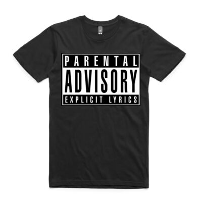 Parental Advisory Lyrics Tee (White Men Can't Jump - Billy Hoyle) - Black Tee Thumbnail