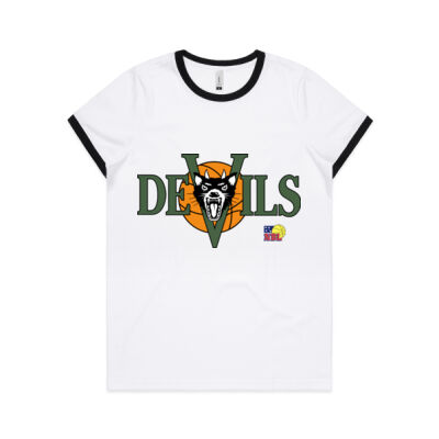 Hobart Devils (Green) - Ladies Ringer T-Shirt Thumbnail